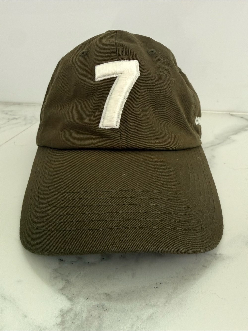 Compound "7" Embroidered Cotton Dad Hat Baseball Cap – Olive Green